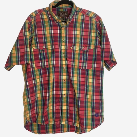 Madison Creek‎ Outfitters Plaid Fishing Button Down Shirt Men’s Large - Picture 1 of 14